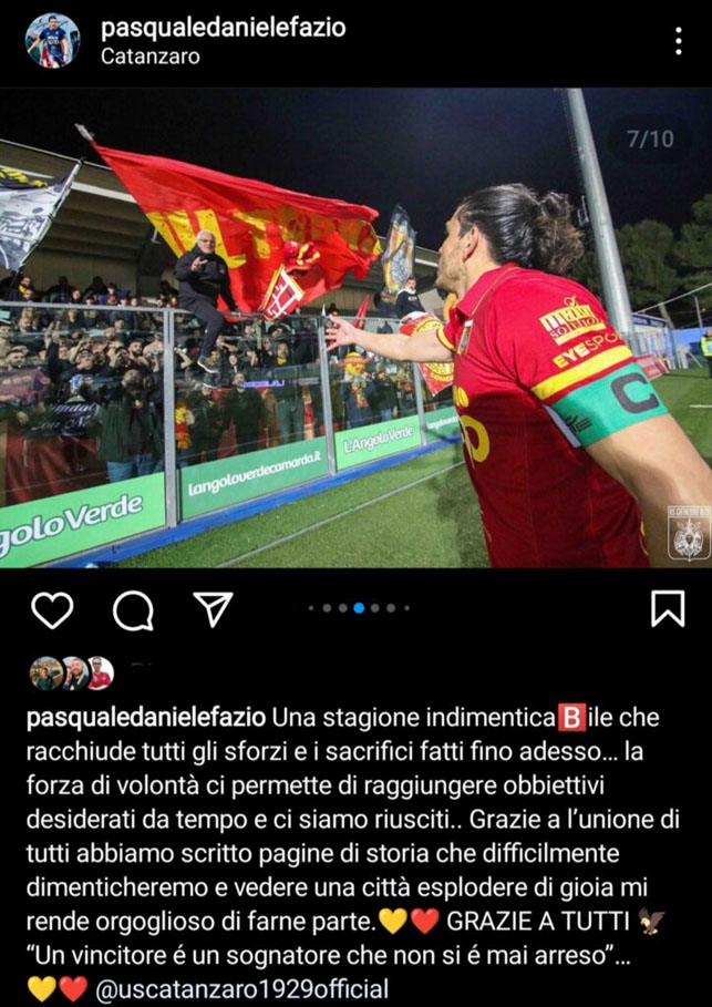 Fazio Post Fazio: " Stagione indimenticabile. Abbiamo scritto pagine di storia che difficilmente dimenticheremo”