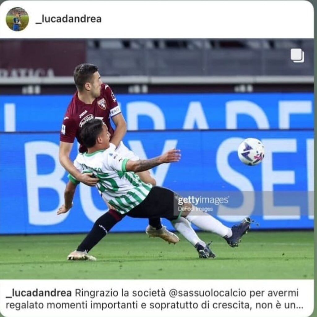 Luca DAndrea Sassuolo Curiosità: Luca D'Andrea saluta il sassuolo... destinazione...