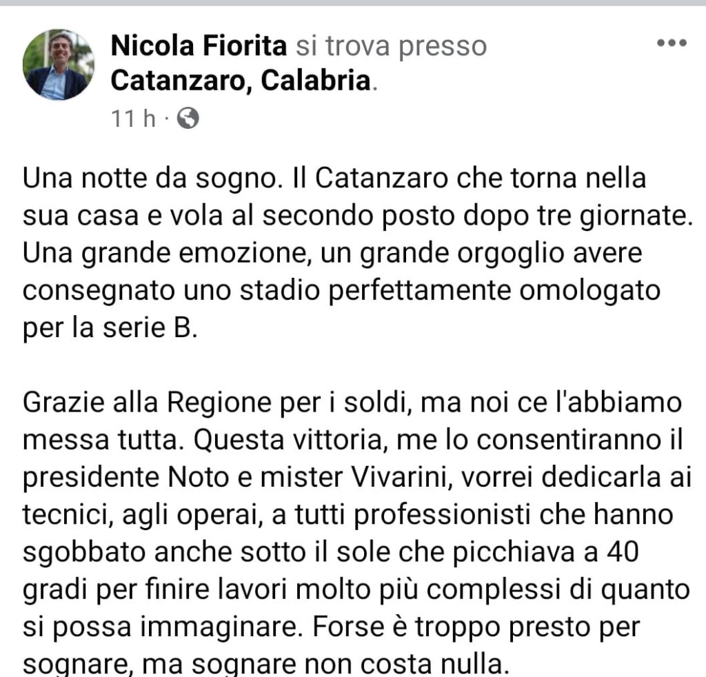 WhatsApp Image 2023 08 31 at 10.43.37 La politica applaude al successo delle Aquile, Fiorita - Mancuso: "Vittoria esaltante ed emozionante"