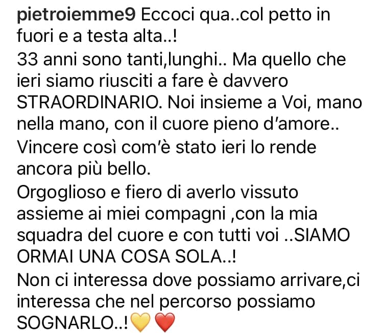 430108838 7315991518470358 8385769959638547992 n Iemmello: " Quello che ieri siamo riusciti a fare è davvero straordinario. Orgoglioso e fiero di averlo vissuto assieme ai miei compagni"