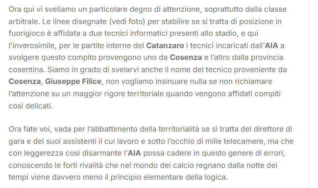 articolo var Var Catanzaro-Brescia, la precisazione della società Hawk-Eye partnership della Lega di Serie B